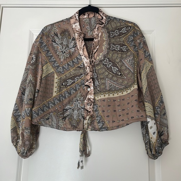 Nasty Gal Tops - Brown Satin Blouse